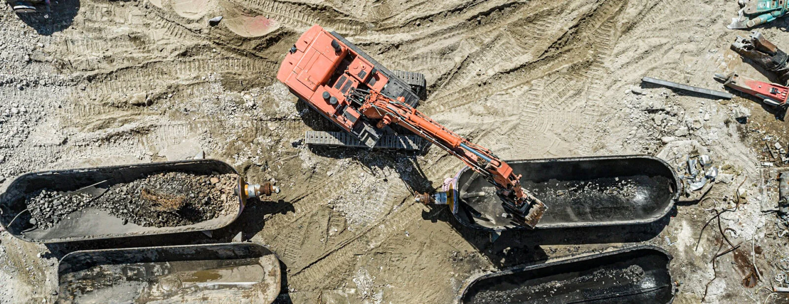 Abbruchbagger von Oben